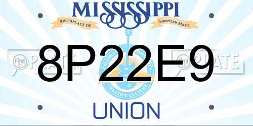 8P22E9 Mississippi License Plate