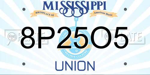 8P25O5 Mississippi License Plate