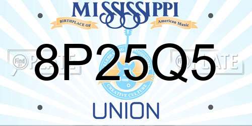8P25Q5 Mississippi License Plate