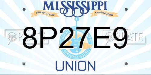 8P27E9 Mississippi License Plate