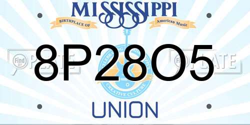 8P28O5 Mississippi License Plate