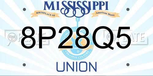 8P28Q5 Mississippi License Plate