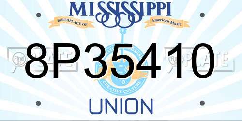 8P35410 Mississippi License Plate