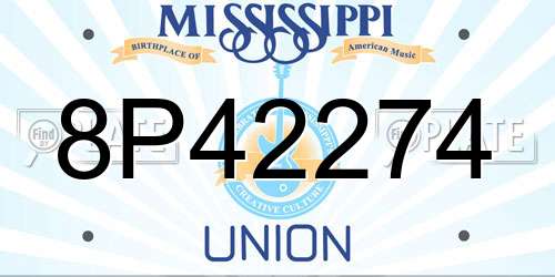 8P42274 Mississippi License Plate