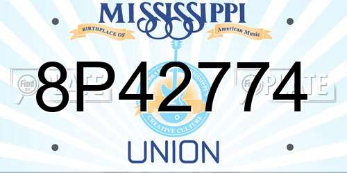 8P42774 Mississippi License Plate