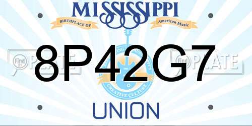 8P42G7 Mississippi License Plate