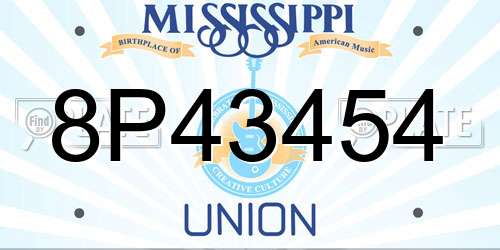 8P43454 Mississippi License Plate