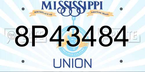 8P43484 Mississippi License Plate