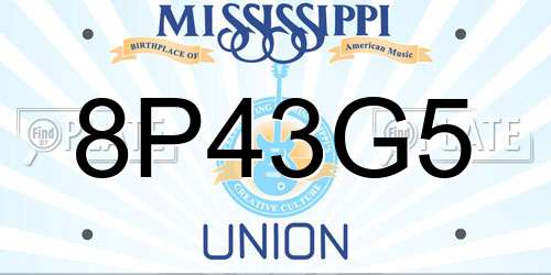 8P43G5 Mississippi License Plate