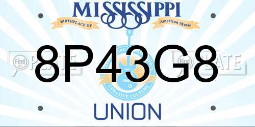 8P43G8 Mississippi License Plate