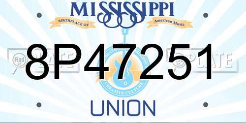 8P47251 Mississippi License Plate