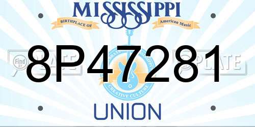 8P47281 Mississippi License Plate