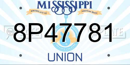 8P47781 Mississippi License Plate