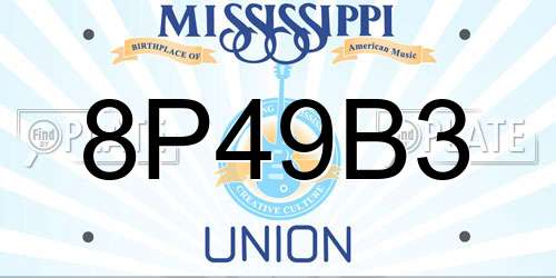 8P49B3 Mississippi License Plate