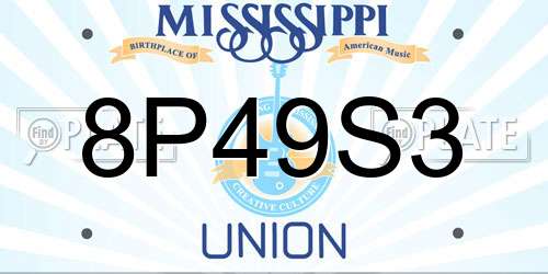 8P49S3 Mississippi License Plate