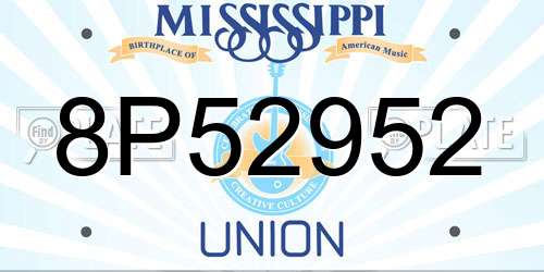 8P52952 Mississippi License Plate