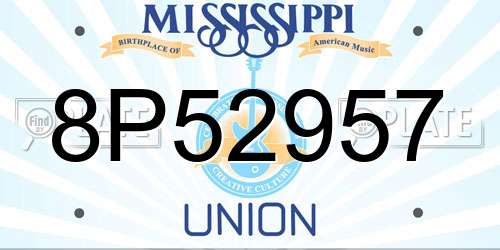 8P52957 Mississippi License Plate