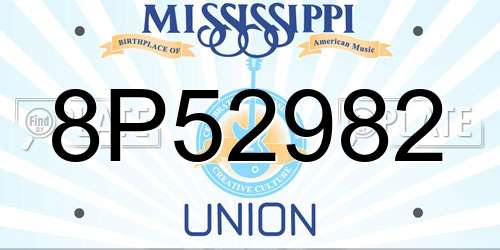 8P52982 Mississippi License Plate
