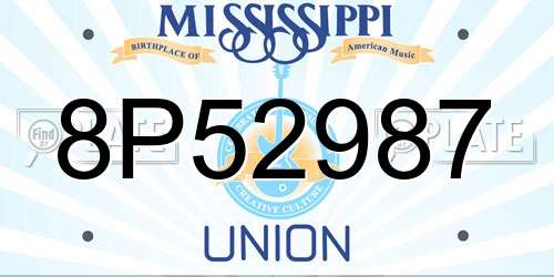 8P52987 Mississippi License Plate