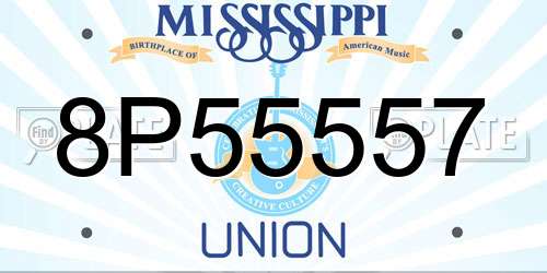 8P55557 Mississippi License Plate