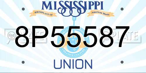 8P55587 Mississippi License Plate