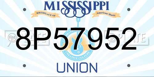 8P57952 Mississippi License Plate