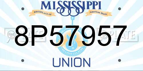 8P57957 Mississippi License Plate