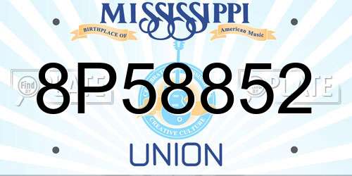 8P58852 Mississippi License Plate
