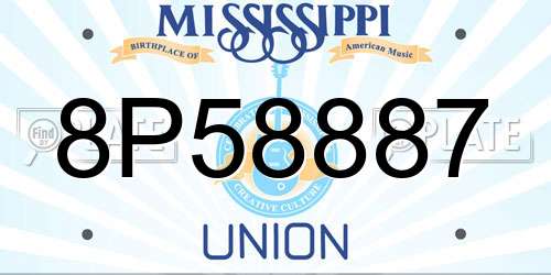 8P58887 Mississippi License Plate
