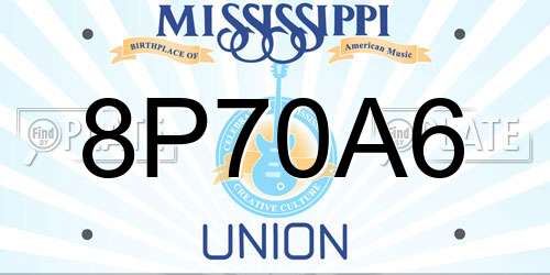 8P70A6 Mississippi License Plate
