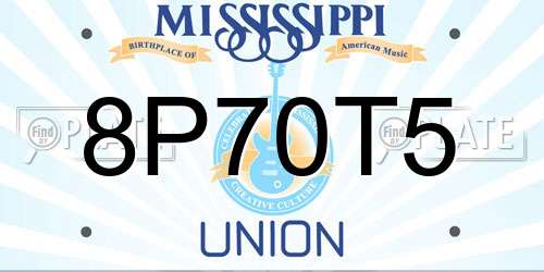 8P70T5 Mississippi License Plate