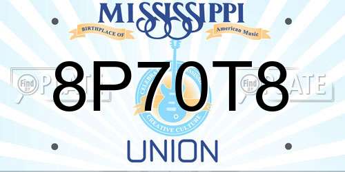 8P70T8 Mississippi License Plate