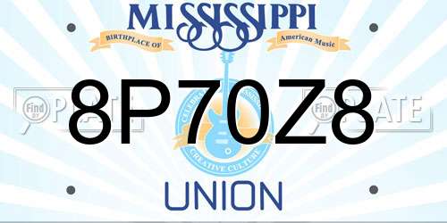 8P70Z8 Mississippi License Plate