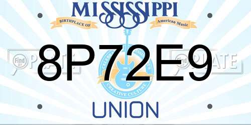 8P72E9 Mississippi License Plate