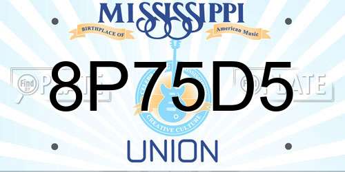 8P75D5 Mississippi License Plate