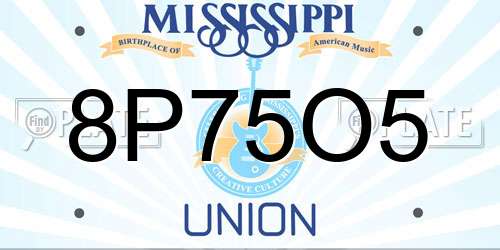 8P75O5 Mississippi License Plate