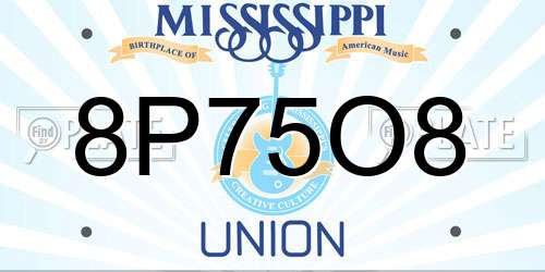 8P75O8 Mississippi License Plate