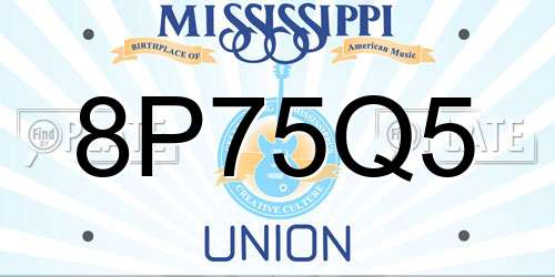 8P75Q5 Mississippi License Plate