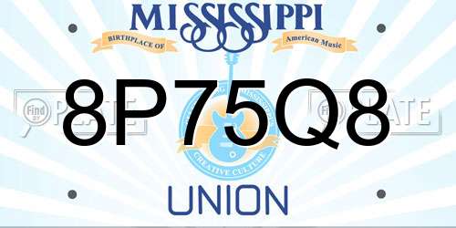 8P75Q8 Mississippi License Plate