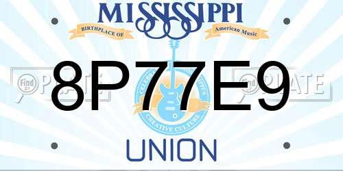 8P77E9 Mississippi License Plate
