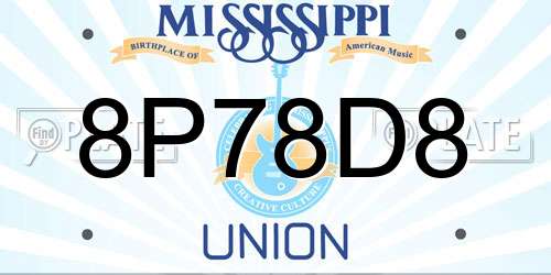 8P78D8 Mississippi License Plate