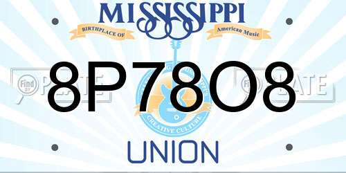 8P78O8 Mississippi License Plate