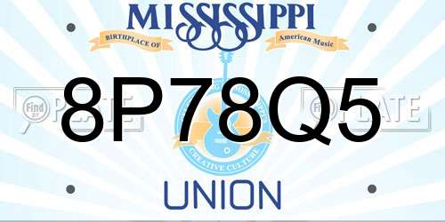 8P78Q5 Mississippi License Plate