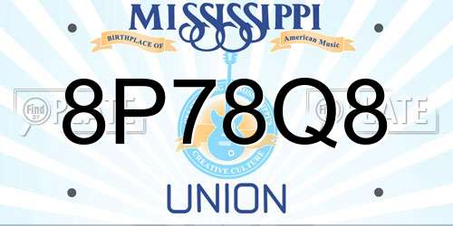 8P78Q8 Mississippi License Plate