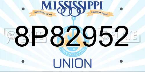 8P82952 Mississippi License Plate