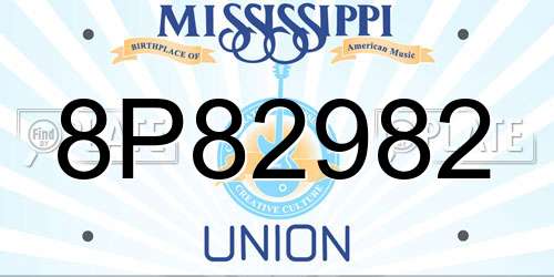 8P82982 Mississippi License Plate