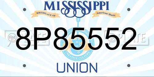 8P85552 Mississippi License Plate
