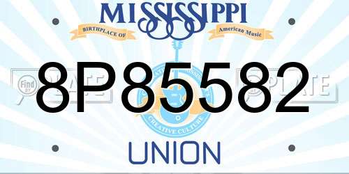 8P85582 Mississippi License Plate