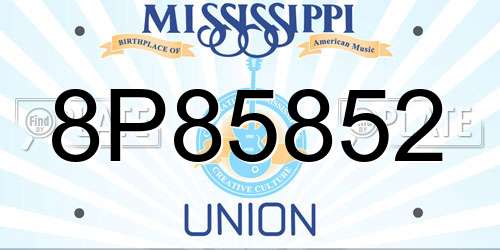 8P85852 Mississippi License Plate
