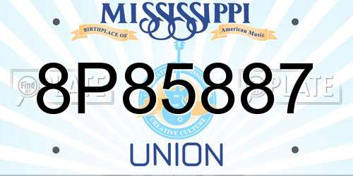 8P85887 Mississippi License Plate
